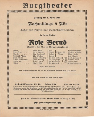 Theaterzettel gerhart - theaterzettel,